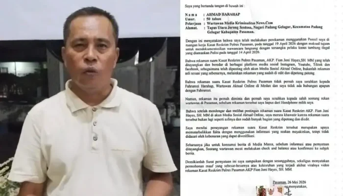 Wartawan Akui Rekaman Suara Kasat Reskrim Pasaman Telah Dimanipulasi