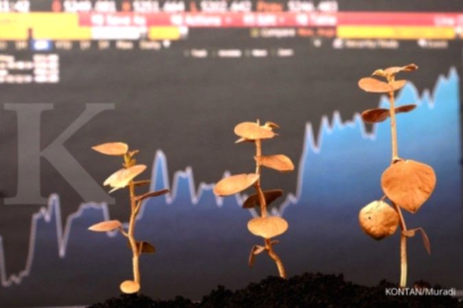 Tampilan antarmuka aplikasi trading saham di ponsel pintar dengan grafik pergerakan harga saham perusahaan teknologi dunia