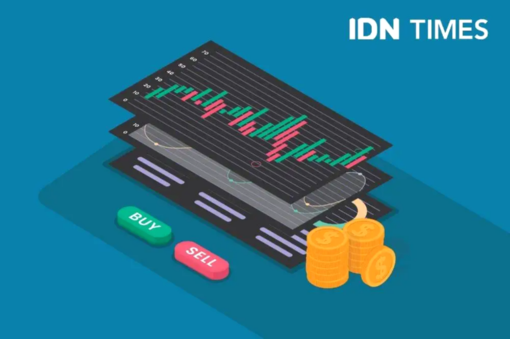 Grafik pergerakan pasar saham global yang didominasi oleh sektor teknologi dan kecerdasan buatan.