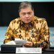 Menteri Koordinator Bidang Perekonomian Airlangga Hartarto saat memaparkan strategi pengembangan ekosistem AI dan pusat data.
