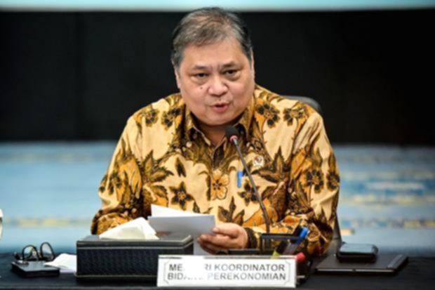 Menteri Koordinator Bidang Perekonomian Airlangga Hartarto saat memaparkan strategi pengembangan ekosistem AI dan pusat data.