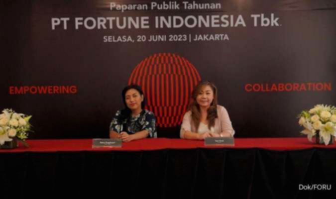 Gedung perkantoran dengan papan nama perusahaan PT Fortune Indonesia Tbk