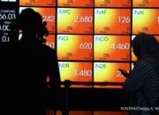 Layar monitor yang menampilkan grafik pergerakan harga saham di Bursa Efek Indonesia.