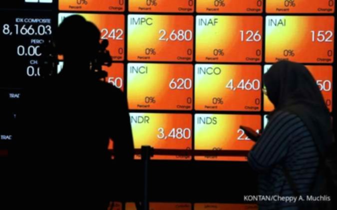 Layar monitor yang menampilkan grafik pergerakan harga saham di Bursa Efek Indonesia.