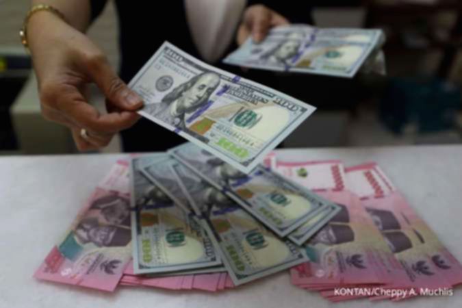 Ilustrasi grafik pergerakan nilai tukar mata uang rupiah terhadap dolar Amerika Serikat yang fluktuatif