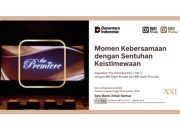 Logo Bank BRI dan desain visual bioskop The Premiere XXI untuk promo tiket nonton
